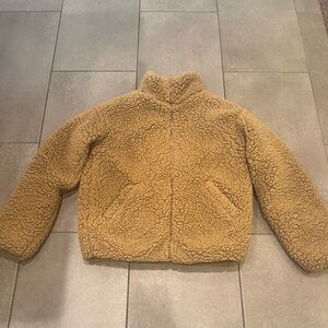 ❤️ Nine West XS Tan Brown Sherpa Jacket Fuzzy Teddy Bear Style